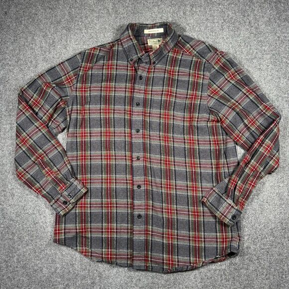 LL Bean Men's Shirt Grey Stewart Plaid Flannel Cotton Traditional Fit M-REG - Picture 6 of 9